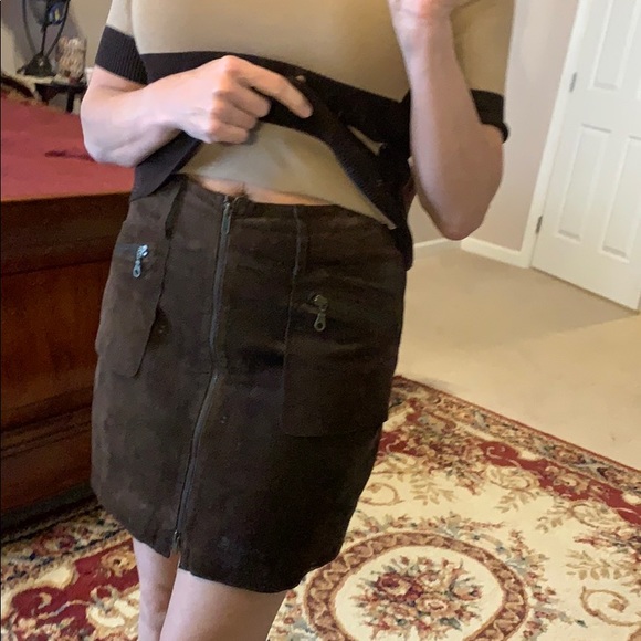 INC International Concepts Women's Faux Leather Snap Mini Skirt Black Size 0